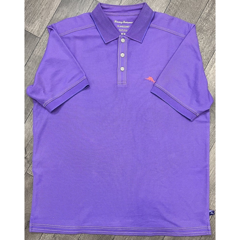 Tommy Bahama IslandZone Emfielder Polo Mens M Purple Supima Cotton UPF 30